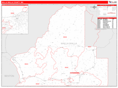 Walla Walla County, WA Digital Map Red Line Style